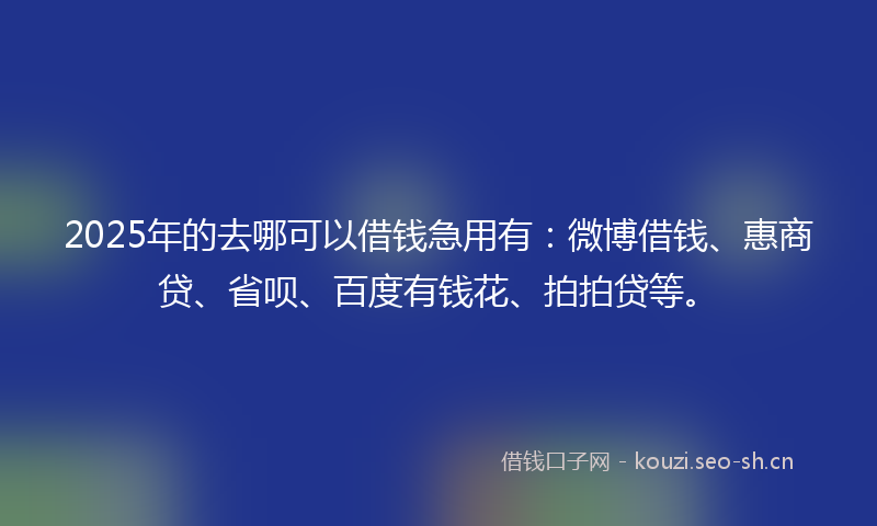 2025年的去哪可以借钱急用有：微博借钱、惠商贷、省呗、百度有钱花、拍拍贷等。
