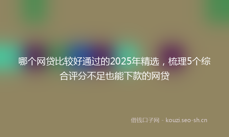 哪个网贷比较好通过的2025年精选，梳理5个综合评分不足也能下款的网贷