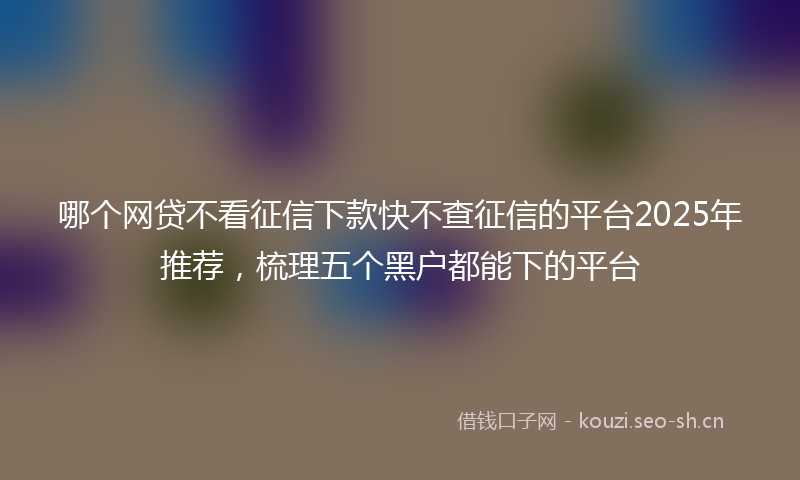 哪个网贷不看征信下款快不查征信的平台2025年推荐，梳理五个黑户都能下的平台