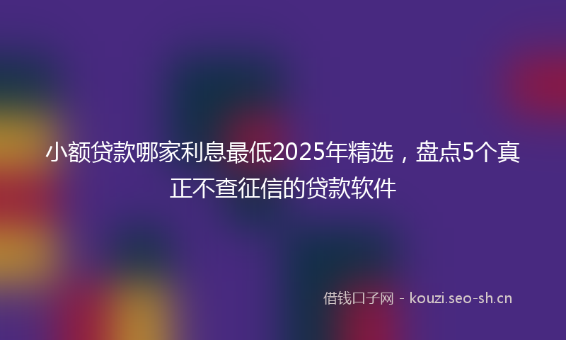 小额贷款哪家利息最低2025年精选，盘点5个真正不查征信的贷款软件