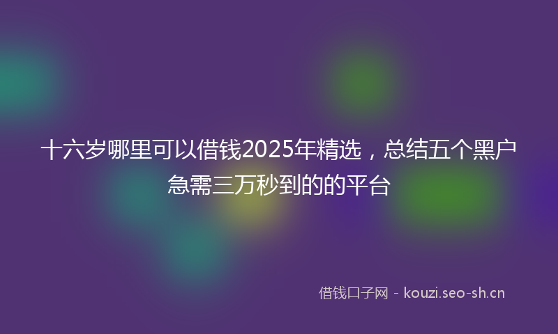 十六岁哪里可以借钱2025年精选，总结五个黑户急需三万秒到的的平台