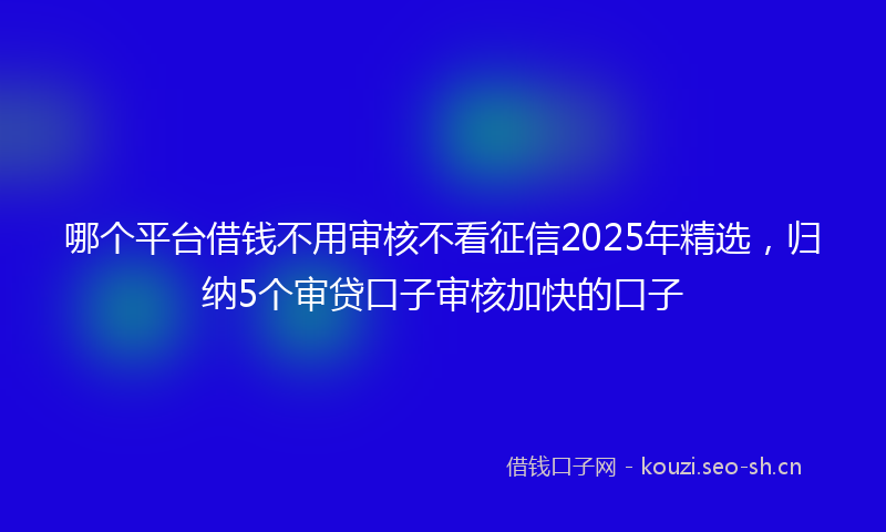 哪个平台借钱不用审核不看征信2025年精选，归纳5个审贷口子审核加快的口子