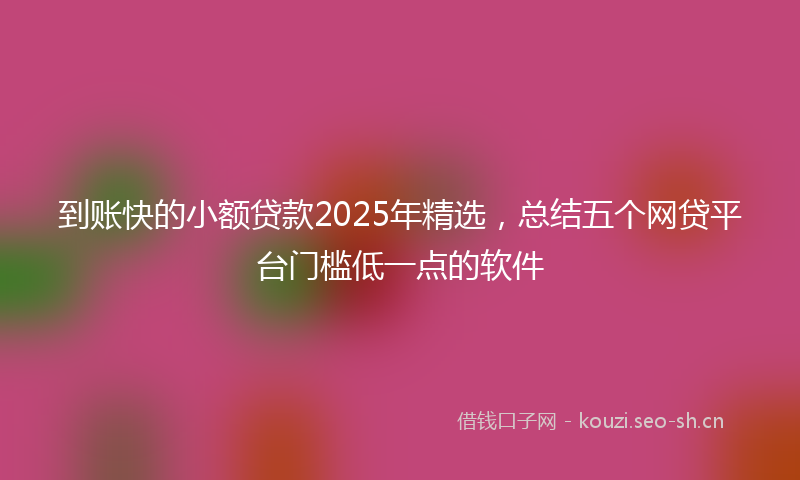 到账快的小额贷款2025年精选，总结五个网贷平台门槛低一点的软件