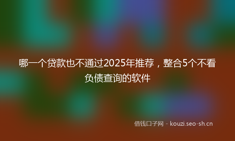 哪一个贷款也不通过2025年推荐，整合5个不看负债查询的软件