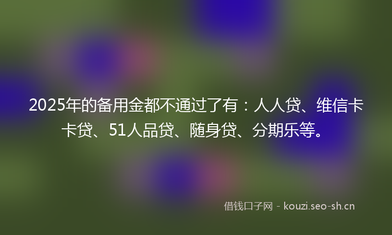 2025年的备用金都不通过了有：人人贷、维信卡卡贷、51人品贷、随身贷、分期乐等。