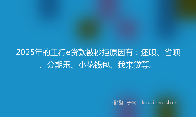 2025年的工行e贷款被秒拒原因有：还呗、省呗、分期乐、小花钱包、我来贷等。