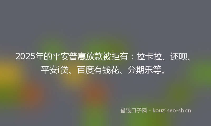 2025年的平安普惠放款被拒有：拉卡拉、还呗、平安i贷、百度有钱花、分期乐等。