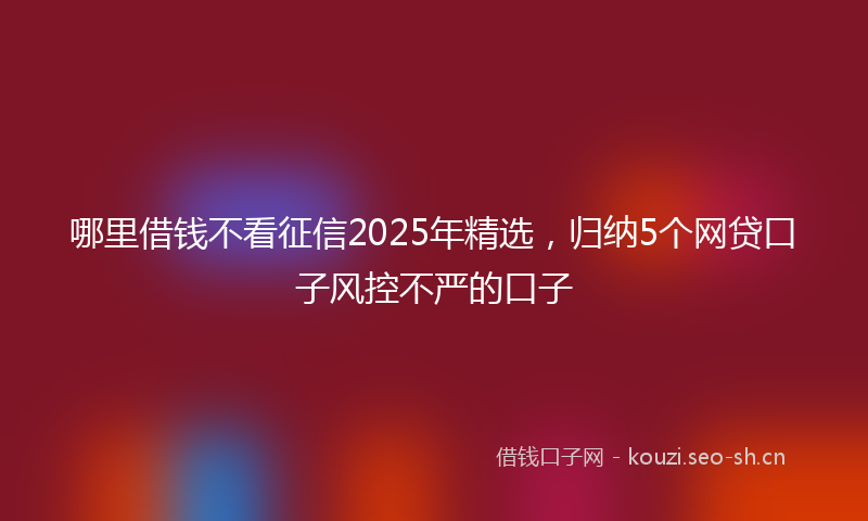 哪里借钱不看征信2025年精选，归纳5个网贷口子风控不严的口子