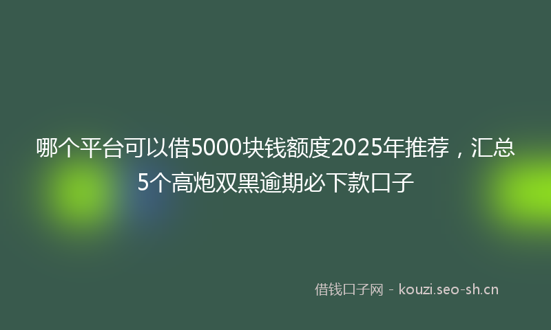 哪个平台可以借5000块钱额度2025年推荐，汇总5个高炮双黑逾期必下款口子