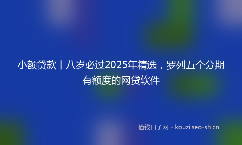 小额贷款十八岁必过2025年精选，罗列五个分期有额度的网贷软件