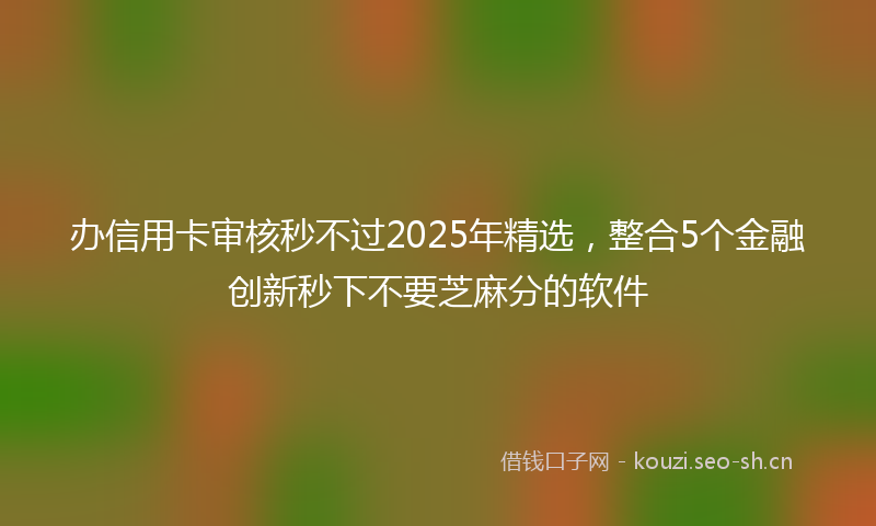 办信用卡审核秒不过2025年精选，整合5个金融创新秒下不要芝麻分的软件
