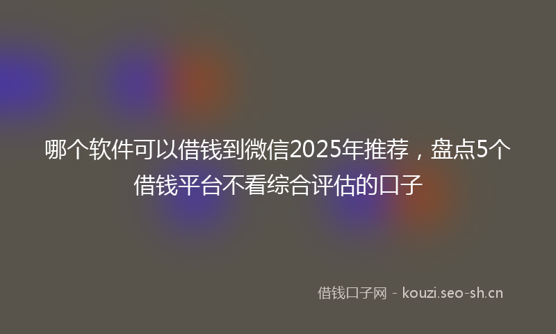 哪个软件可以借钱到微信2025年推荐，盘点5个借钱平台不看综合评估的口子
