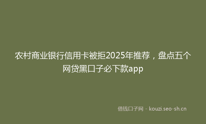 农村商业银行信用卡被拒2025年推荐，盘点五个网贷黑口子必下款app
