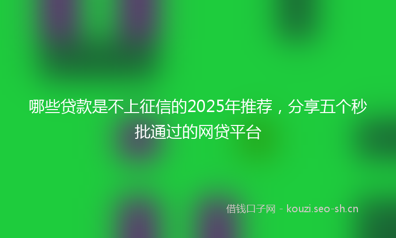 哪些贷款是不上征信的2025年推荐，分享五个秒批通过的网贷平台