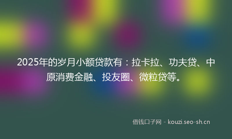 2025年的岁月小额贷款有：拉卡拉、功夫贷、中原消费金融、投友圈、微粒贷等。