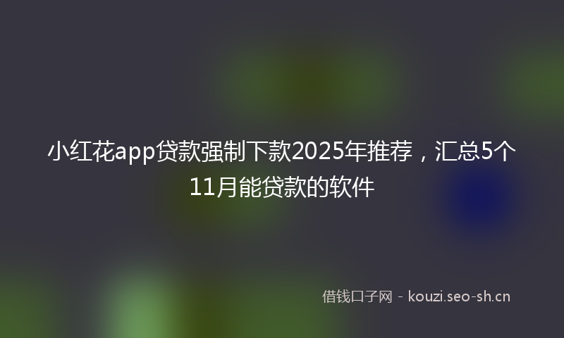 小红花app贷款强制下款2025年推荐，汇总5个11月能贷款的软件