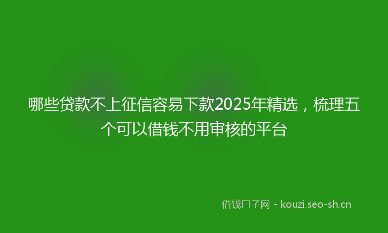 哪些贷款不上征信容易下款2025年精选，梳理五个可以借钱不用审核的平台