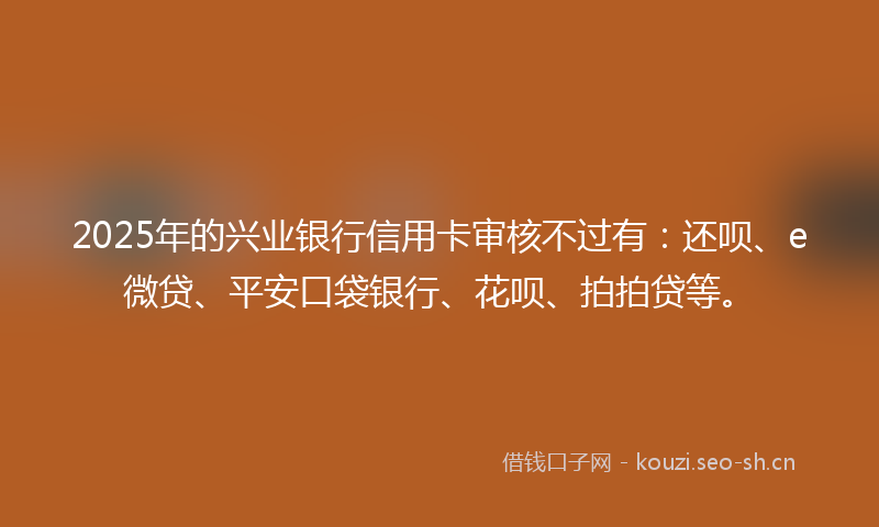 2025年的兴业银行信用卡审核不过有：还呗、e微贷、平安口袋银行、花呗、拍拍贷等。