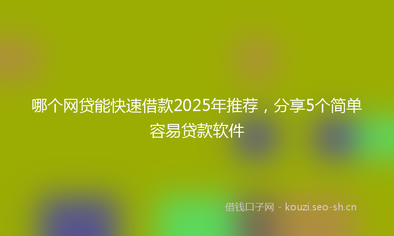 哪个网贷能快速借款2025年推荐，分享5个简单容易贷款软件