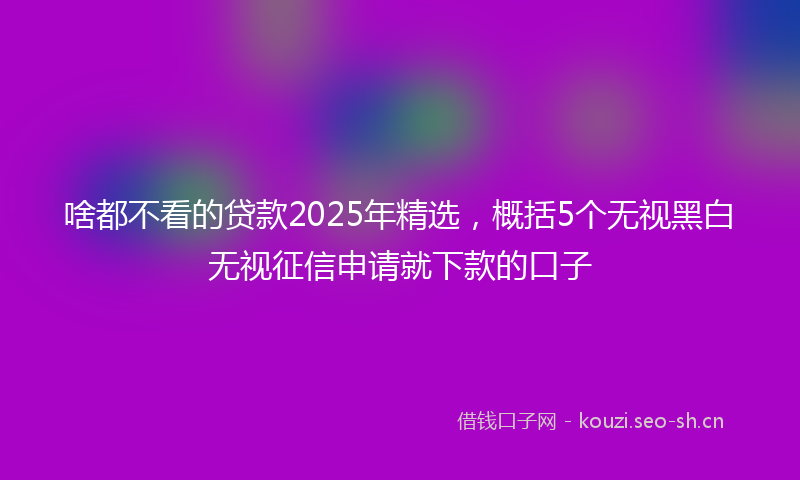 啥都不看的贷款2025年精选，概括5个无视黑白无视征信申请就下款的口子