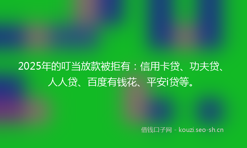 2025年的叮当放款被拒有：信用卡贷、功夫贷、人人贷、百度有钱花、平安i贷等。