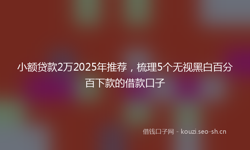 小额贷款2万2025年推荐，梳理5个无视黑白百分百下款的借款口子