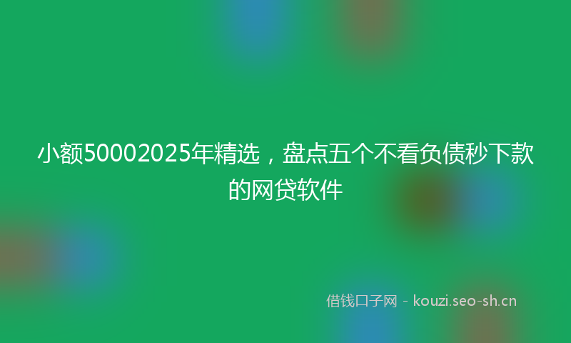 小额50002025年精选，盘点五个不看负债秒下款的网贷软件