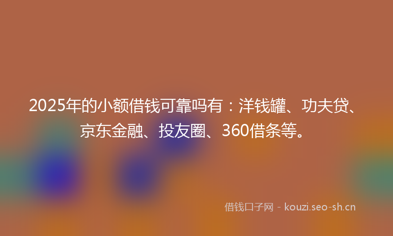 2025年的小额借钱可靠吗有：洋钱罐、功夫贷、京东金融、投友圈、360借条等。