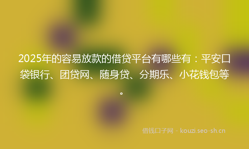 2025年的容易放款的借贷平台有哪些有：平安口袋银行、团贷网、随身贷、分期乐、小花钱包等。