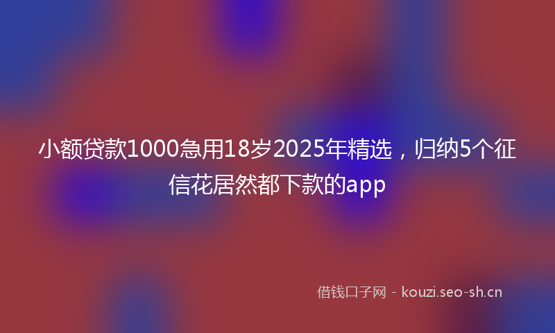 小额贷款1000急用18岁2025年精选，归纳5个征信花居然都下款的app