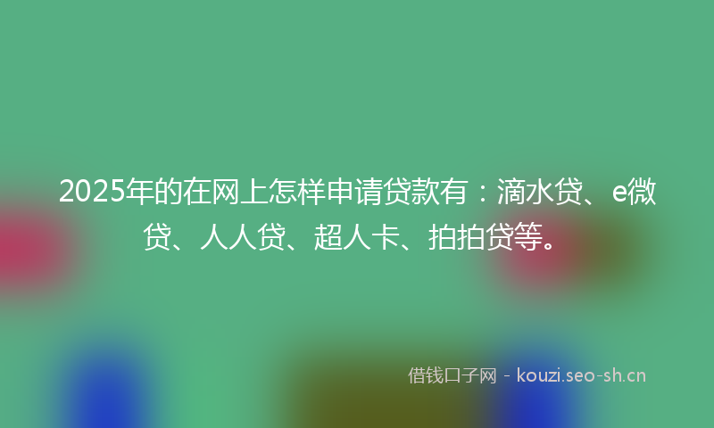 2025年的在网上怎样申请贷款有：滴水贷、e微贷、人人贷、超人卡、拍拍贷等。