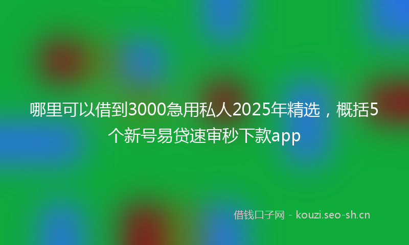 哪里可以借到3000急用私人2025年精选，概括5个新号易贷速审秒下款app