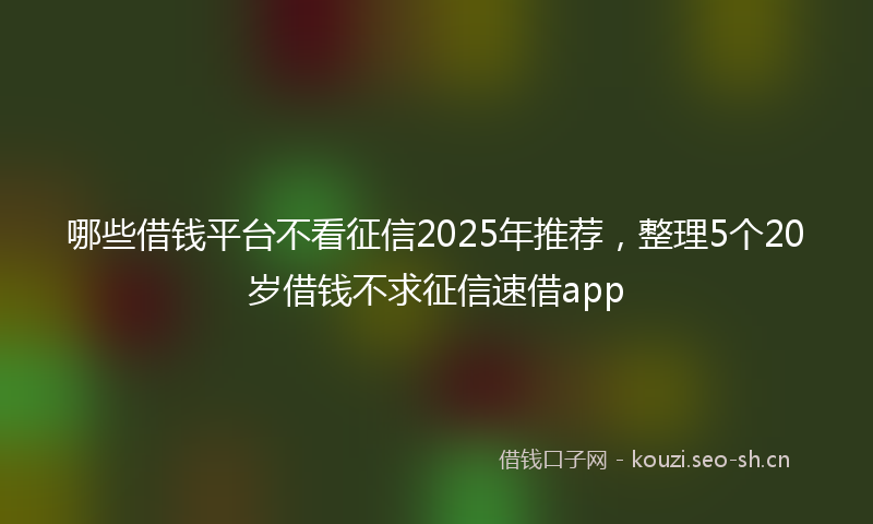 哪些借钱平台不看征信2025年推荐，整理5个20岁借钱不求征信速借app