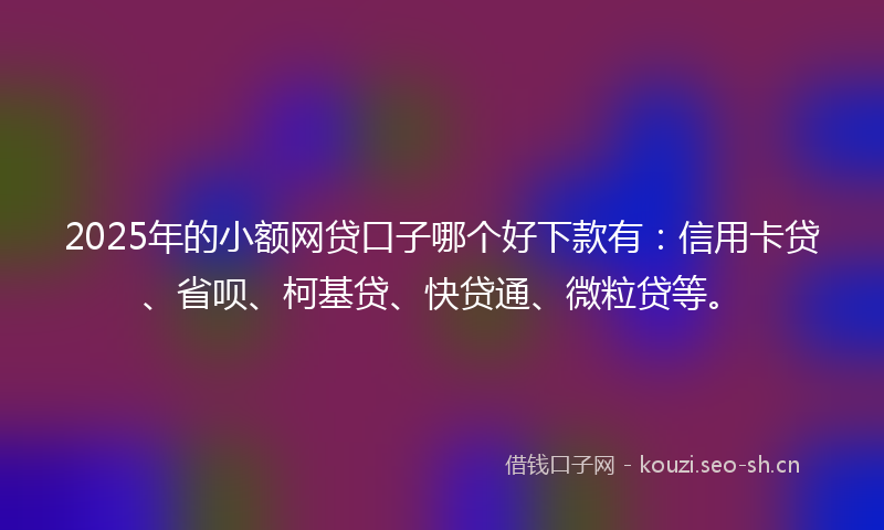 2025年的小额网贷口子哪个好下款有：信用卡贷、省呗、柯基贷、快贷通、微粒贷等。