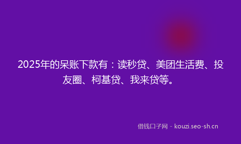 2025年的呆账下款有：读秒贷、美团生活费、投友圈、柯基贷、我来贷等。