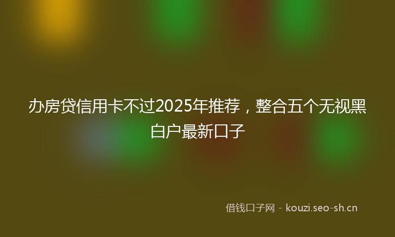 办房贷信用卡不过2025年推荐，整合五个无视黑白户最新口子