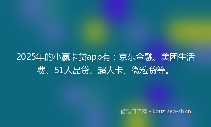 2025年的小赢卡贷app有：京东金融、美团生活费、51人品贷、超人卡、微粒贷等。