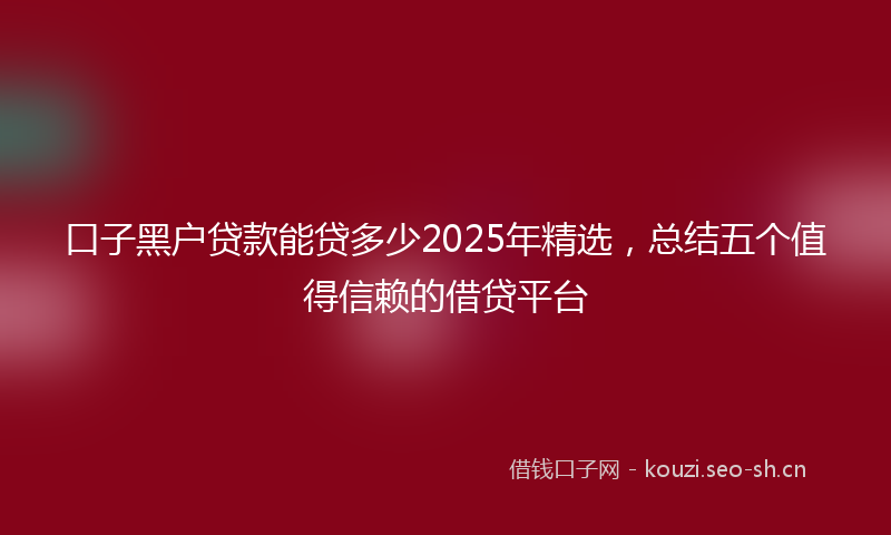 口子黑户贷款能贷多少2025年精选，总结五个值得信赖的借贷平台