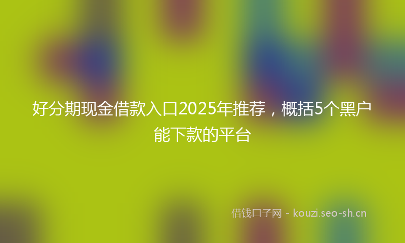 好分期现金借款入口2025年推荐，概括5个黑户能下款的平台