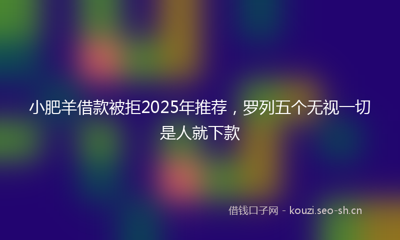小肥羊借款被拒2025年推荐，罗列五个无视一切是人就下款
