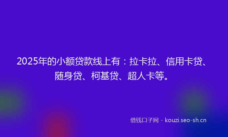 2025年的小额贷款线上有：拉卡拉、信用卡贷、随身贷、柯基贷、超人卡等。