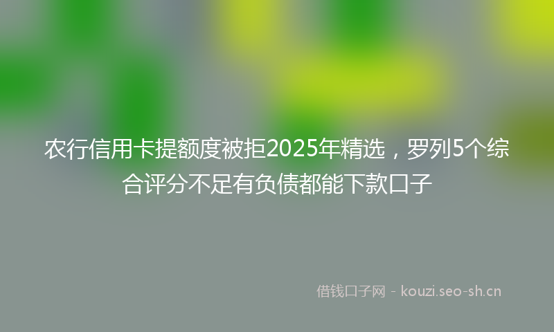 农行信用卡提额度被拒2025年精选，罗列5个综合评分不足有负债都能下款口子