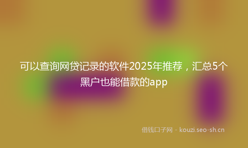 可以查询网贷记录的软件2025年推荐，汇总5个黑户也能借款的app