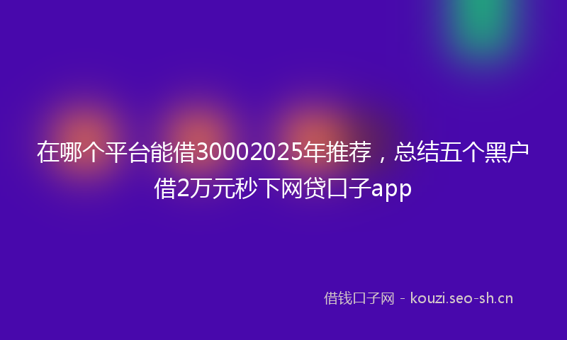 在哪个平台能借30002025年推荐，总结五个黑户借2万元秒下网贷口子app