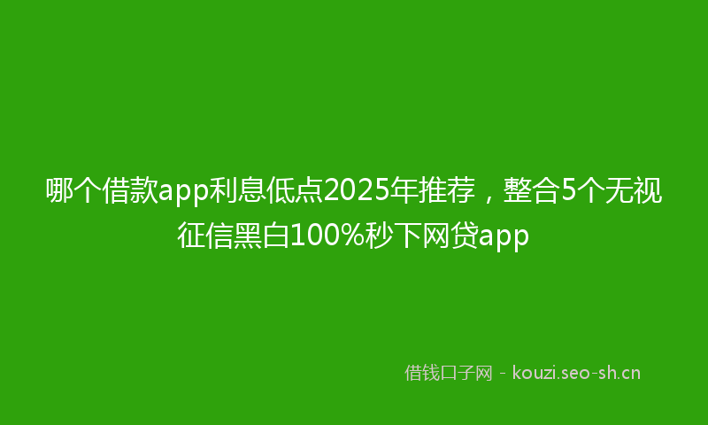 哪个借款app利息低点2025年推荐，整合5个无视征信黑白100%秒下网贷app