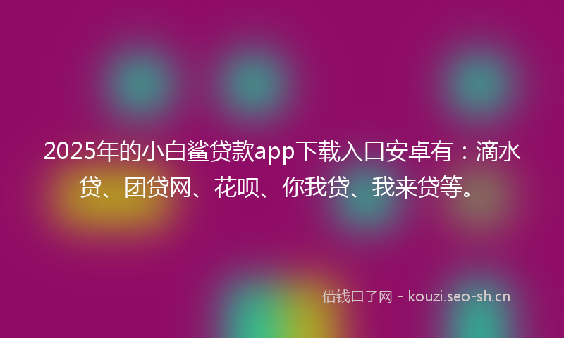 2025年的小白鲨贷款app下载入口安卓有：滴水贷、团贷网、花呗、你我贷、我来贷等。