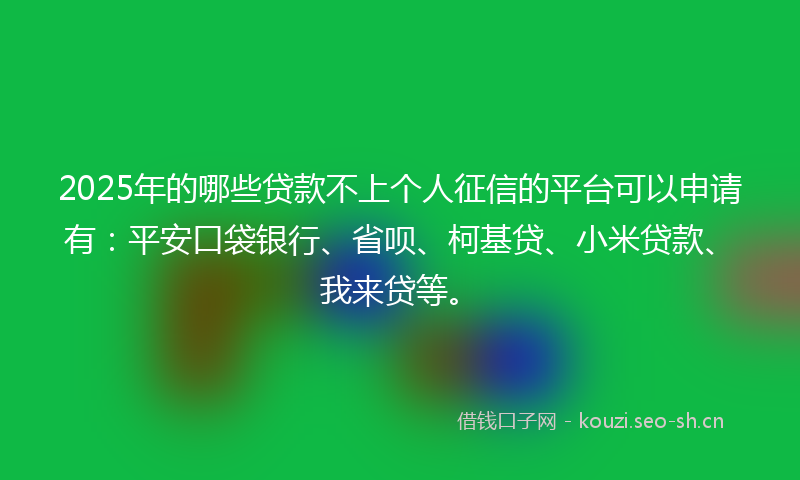 2025年的哪些贷款不上个人征信的平台可以申请有：平安口袋银行、省呗、柯基贷、小米贷款、我来贷等。