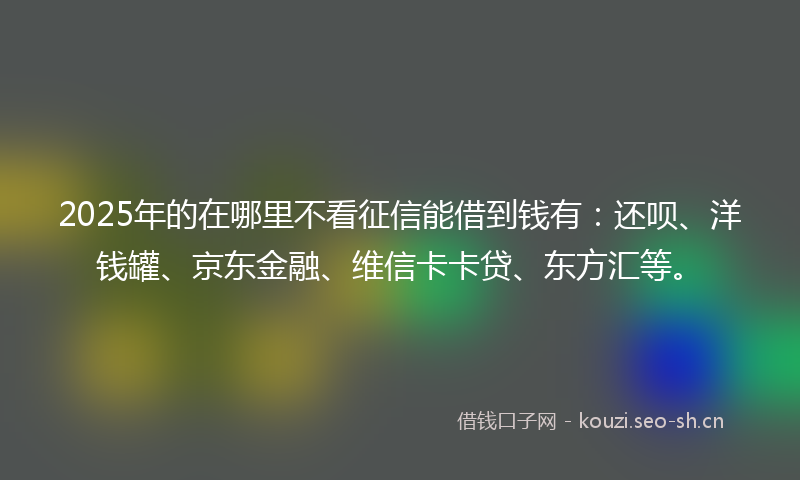 2025年的在哪里不看征信能借到钱有：还呗、洋钱罐、京东金融、维信卡卡贷、东方汇等。
