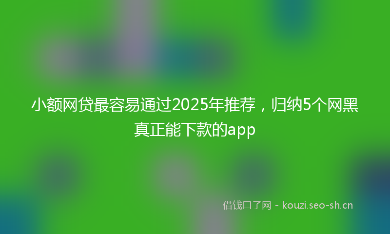 小额网贷最容易通过2025年推荐,归纳5个网黑真正能下款的app