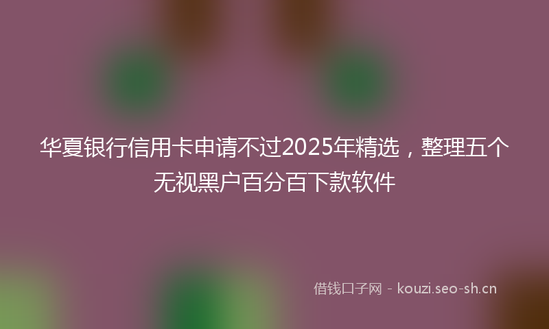 华夏银行信用卡申请不过2025年精选，整理五个无视黑户百分百下款软件